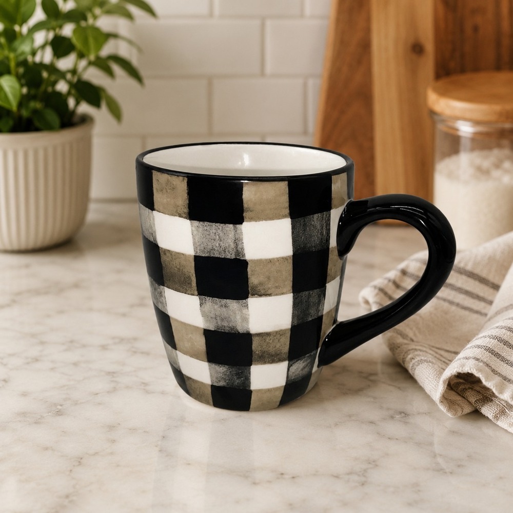 Robert Stanley Buffalo Plaid Coffee Mug 15 Oz. Rustic Farmhouse Cottagecore NEW